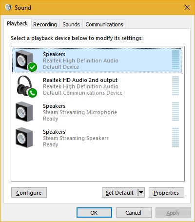 Correctly set up audio devices