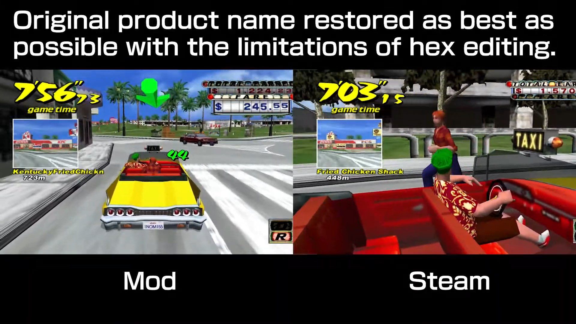 Crazy Taxi on Steam now has original Pizza Hut, KFC and FILA destination  names - thanks to modders